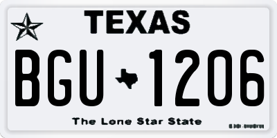 TX license plate BGU1206