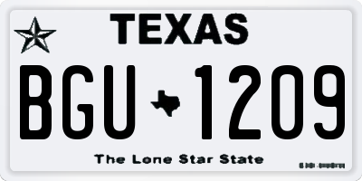 TX license plate BGU1209
