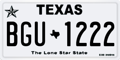 TX license plate BGU1222