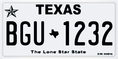 TX license plate BGU1232