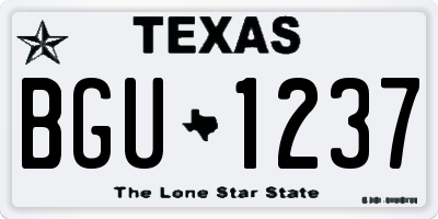 TX license plate BGU1237