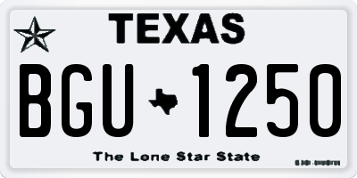 TX license plate BGU1250