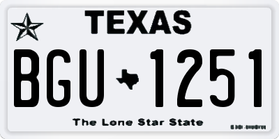 TX license plate BGU1251