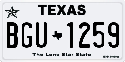 TX license plate BGU1259