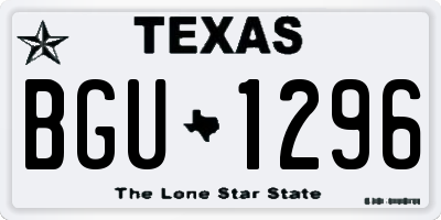 TX license plate BGU1296