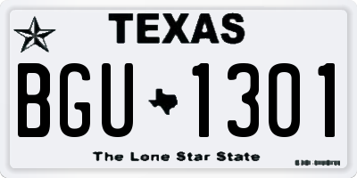TX license plate BGU1301