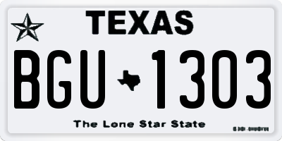 TX license plate BGU1303