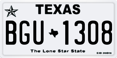 TX license plate BGU1308