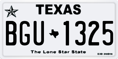 TX license plate BGU1325