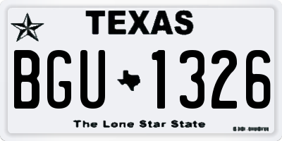 TX license plate BGU1326