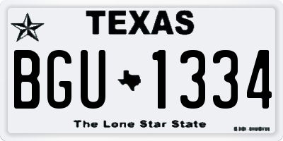 TX license plate BGU1334
