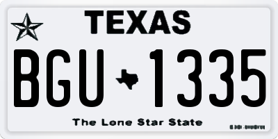 TX license plate BGU1335