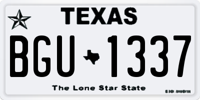 TX license plate BGU1337