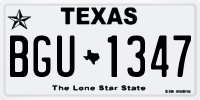 TX license plate BGU1347