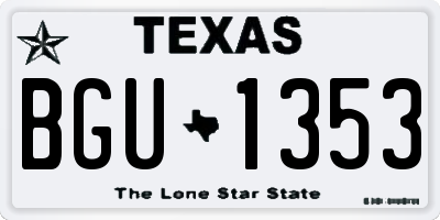 TX license plate BGU1353
