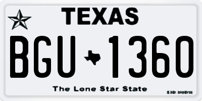 TX license plate BGU1360