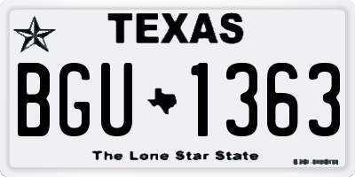 TX license plate BGU1363