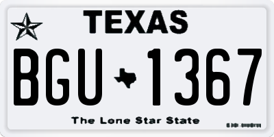 TX license plate BGU1367