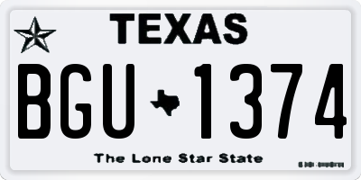TX license plate BGU1374
