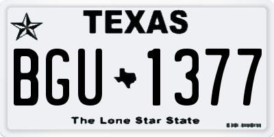TX license plate BGU1377