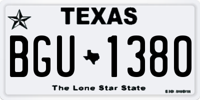 TX license plate BGU1380