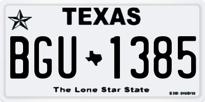 TX license plate BGU1385