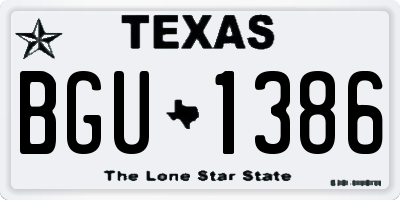 TX license plate BGU1386