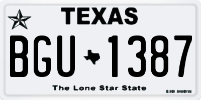 TX license plate BGU1387
