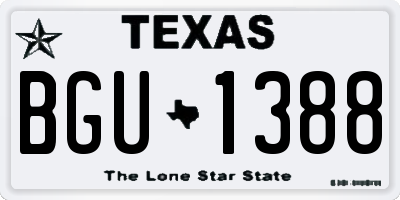 TX license plate BGU1388