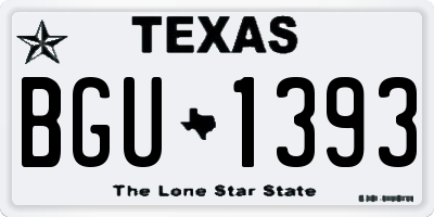 TX license plate BGU1393