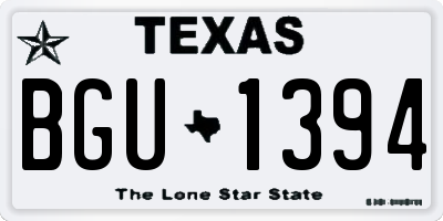 TX license plate BGU1394