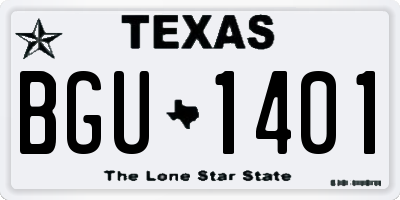 TX license plate BGU1401