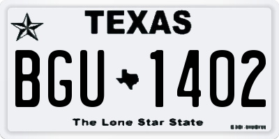 TX license plate BGU1402