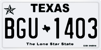 TX license plate BGU1403