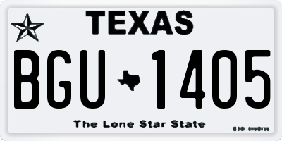 TX license plate BGU1405