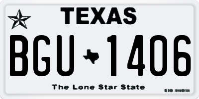 TX license plate BGU1406