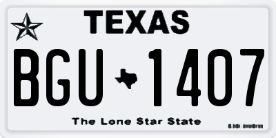 TX license plate BGU1407
