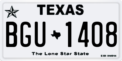 TX license plate BGU1408