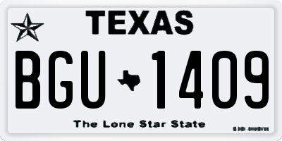 TX license plate BGU1409