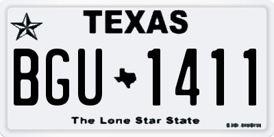 TX license plate BGU1411