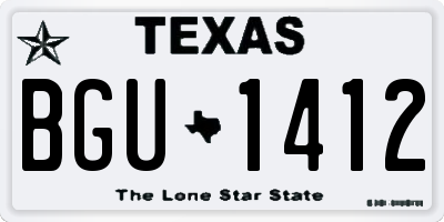 TX license plate BGU1412