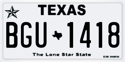 TX license plate BGU1418