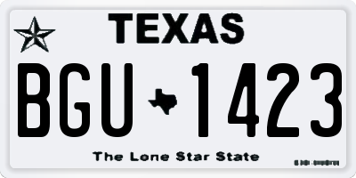 TX license plate BGU1423