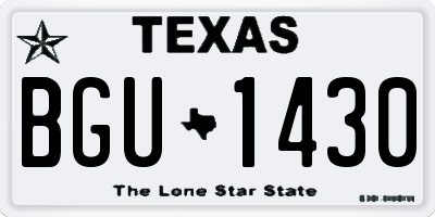 TX license plate BGU1430