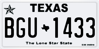 TX license plate BGU1433