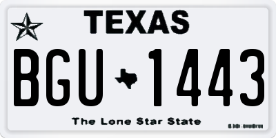 TX license plate BGU1443