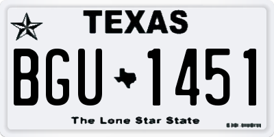 TX license plate BGU1451
