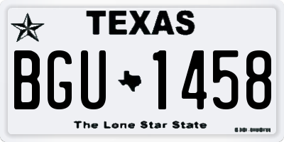 TX license plate BGU1458