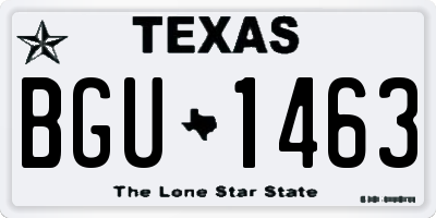 TX license plate BGU1463