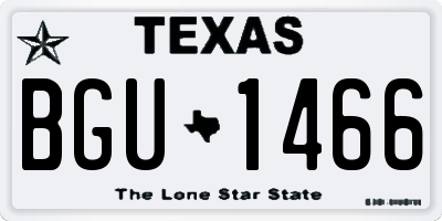 TX license plate BGU1466